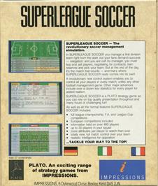 Box back cover for Superleague Soccer / Super League Soccer on the Commodore 64.